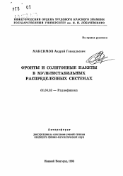 Автореферат по физике на тему «Фронты и солитонные пакеты в мультистабильных распределенных системах»