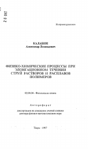 Автореферат по химии на тему «Физико-химические процессы при элонгационном течении струй растворов и расплавов полимеров»