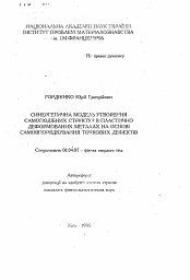 Автореферат по физике на тему «Синергетическая модель создания самоподобных структур в пластично деформированных металлах на основе самоупорядочивания точечных дефектов»