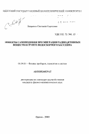 Автореферат по физике на тему «Эффекты самоподобия при миграции радиоактивных веществ в грунте водосборного бассейна»