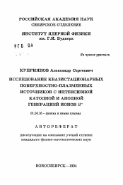 Автореферат по физике на тему «Исследование квазистационарных поверхностно-плазменных источников с интенсивной катодной и анодной генерацией ионов H-»