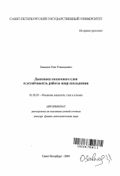 Автореферат по механике на тему «Динамика смазочного слоя и устойчивость работы опор скольжения»