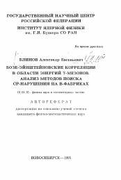 Автореферат по физике на тему «Бозе-Эйнштейновские корреляции в области энергий V-мезонов. Анализ методов поиска СР-нарушения на В-фабриках»