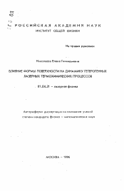 Автореферат по физике на тему «Влияние формы поверхности на динамику гетерогенных лазерных термохимических процессов»